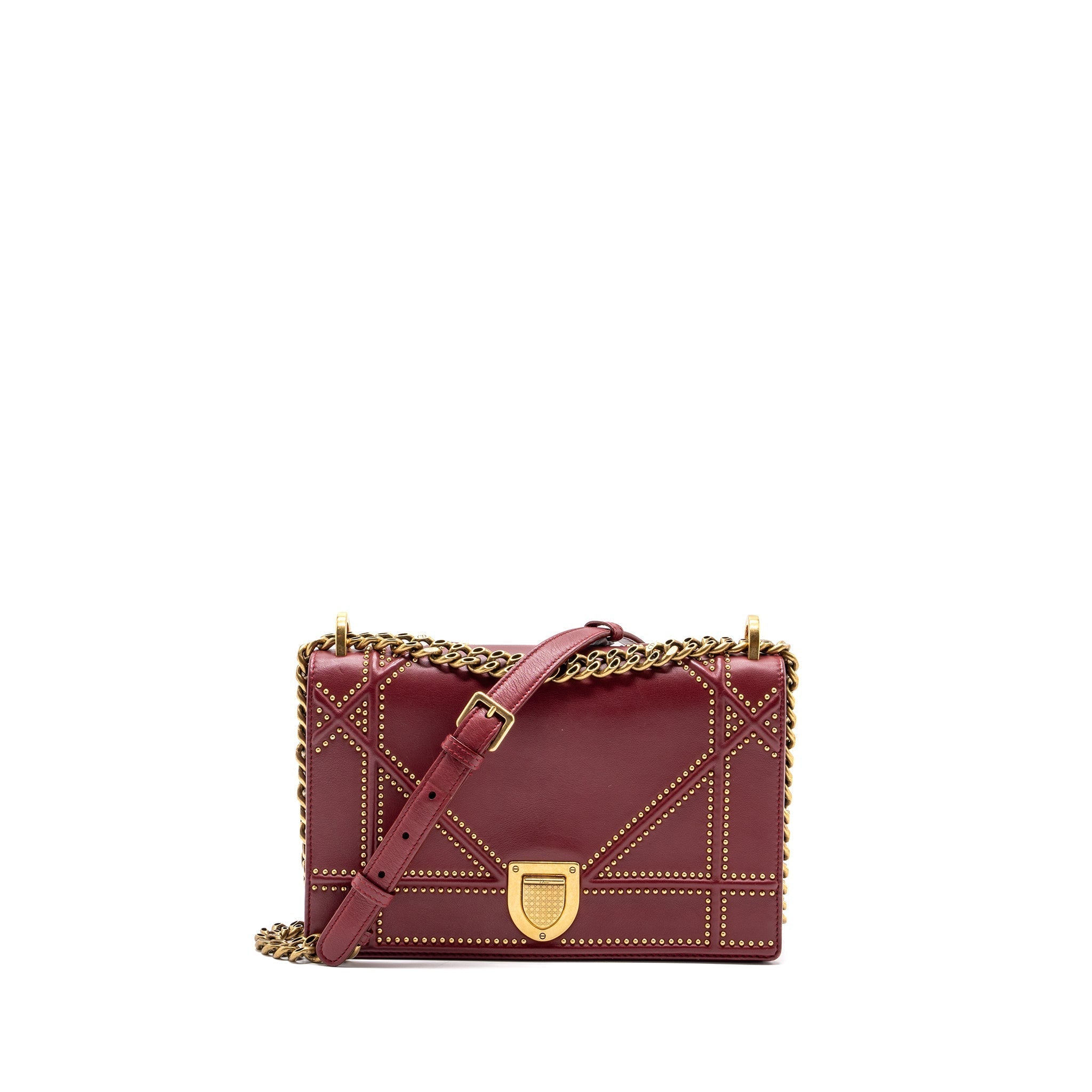 DIOR MEDIUM DIORAMA STUDDED LAMBSKIN RED GHW