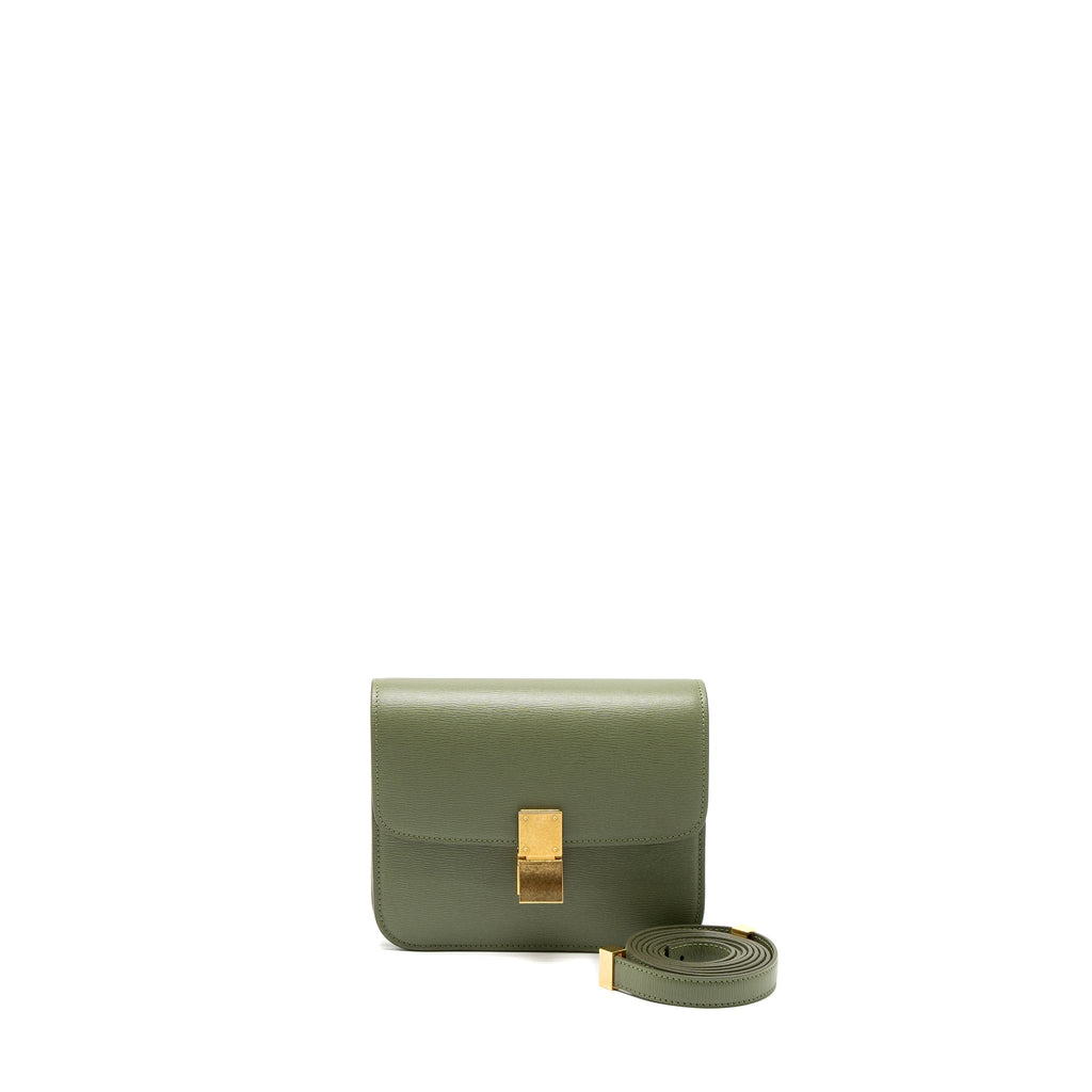 CELINE TEEN BOX BAG CALFSKIN LIGHT KHAKI GHW