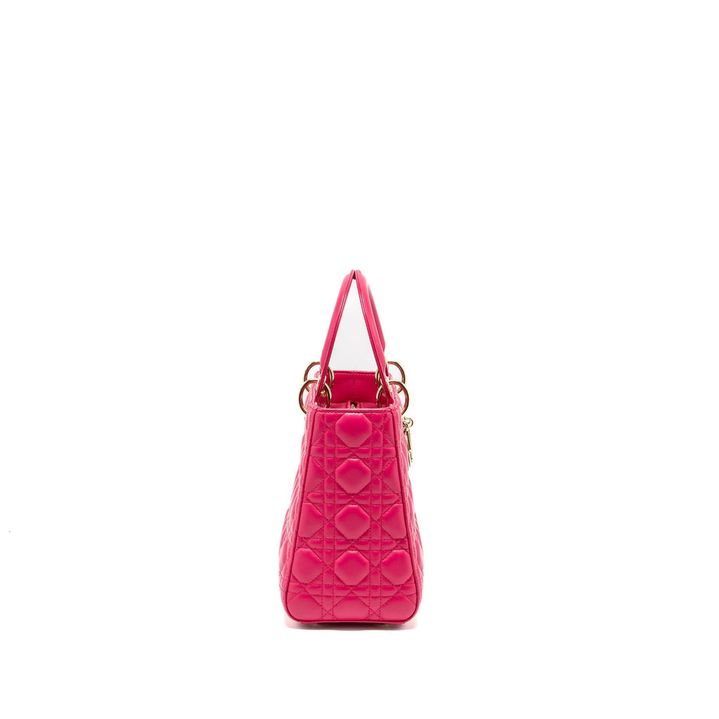 DIOR MEDIUM LADY DIOR LAMBSKIN PINK LGHW