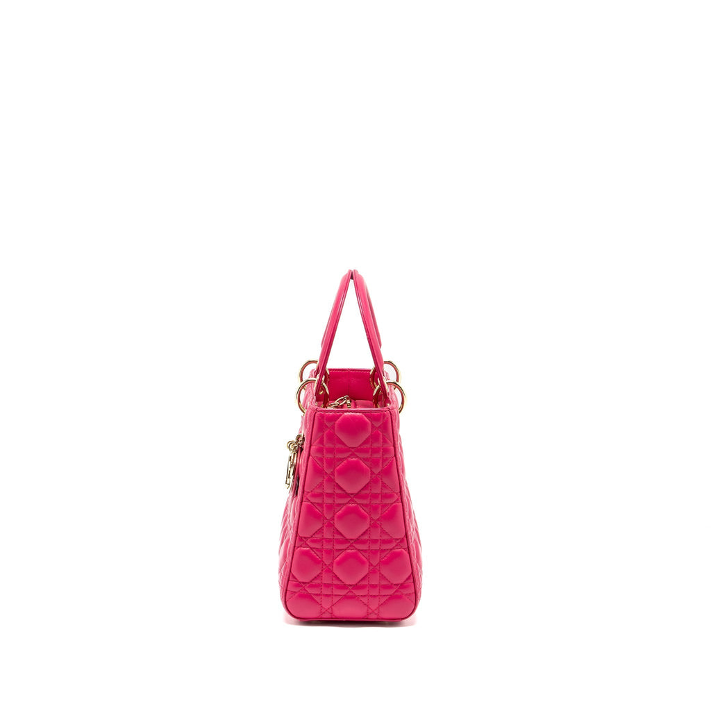 DIOR MEDIUM LADY DIOR LAMBSKIN PINK LGHW