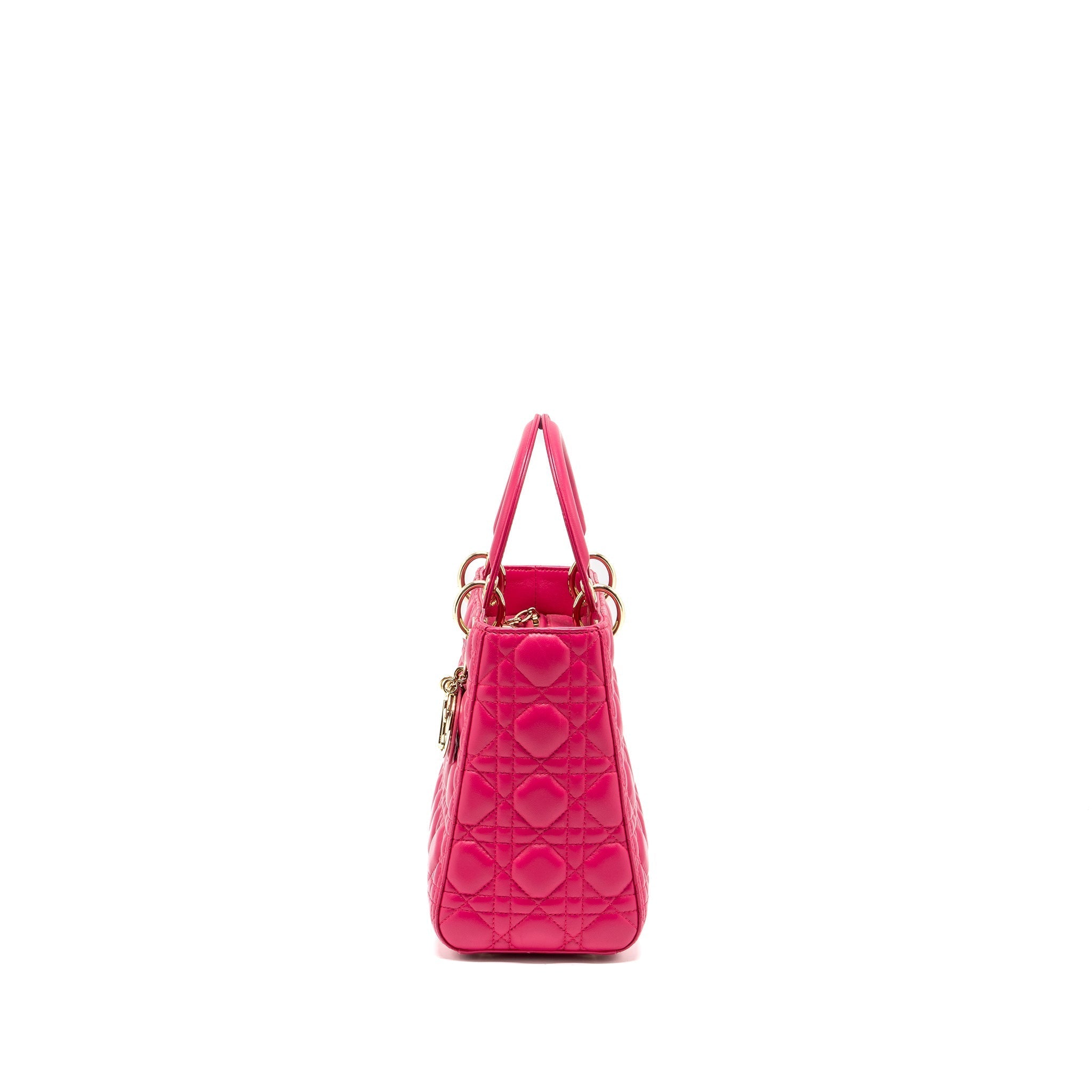 DIOR MEDIUM LADY DIOR LAMBSKIN PINK LGHW