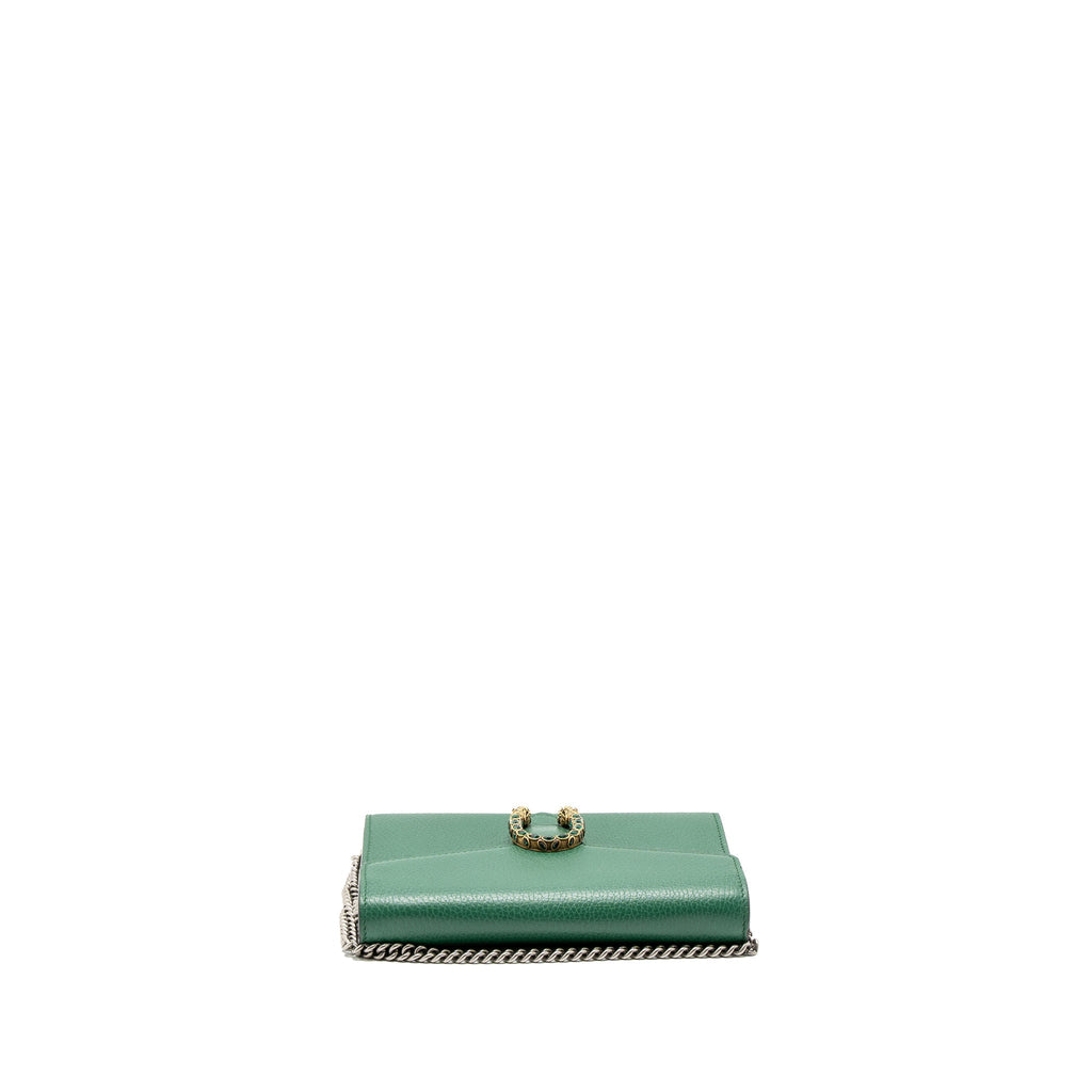 GUCCI DIONYSUS WALLET ON CHAIN CALFSKIN GREEN MULTICOLOUR HARDWARE