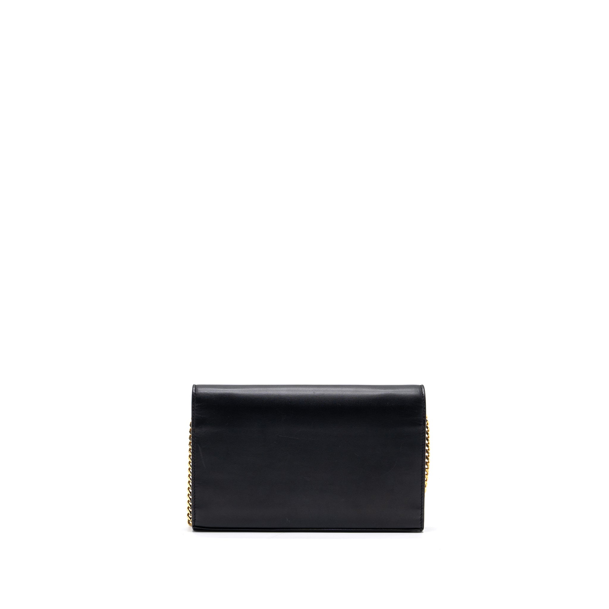 SAINT LAURENT FLAP CHAIN BAG LAMBSKIN BLACK GHW