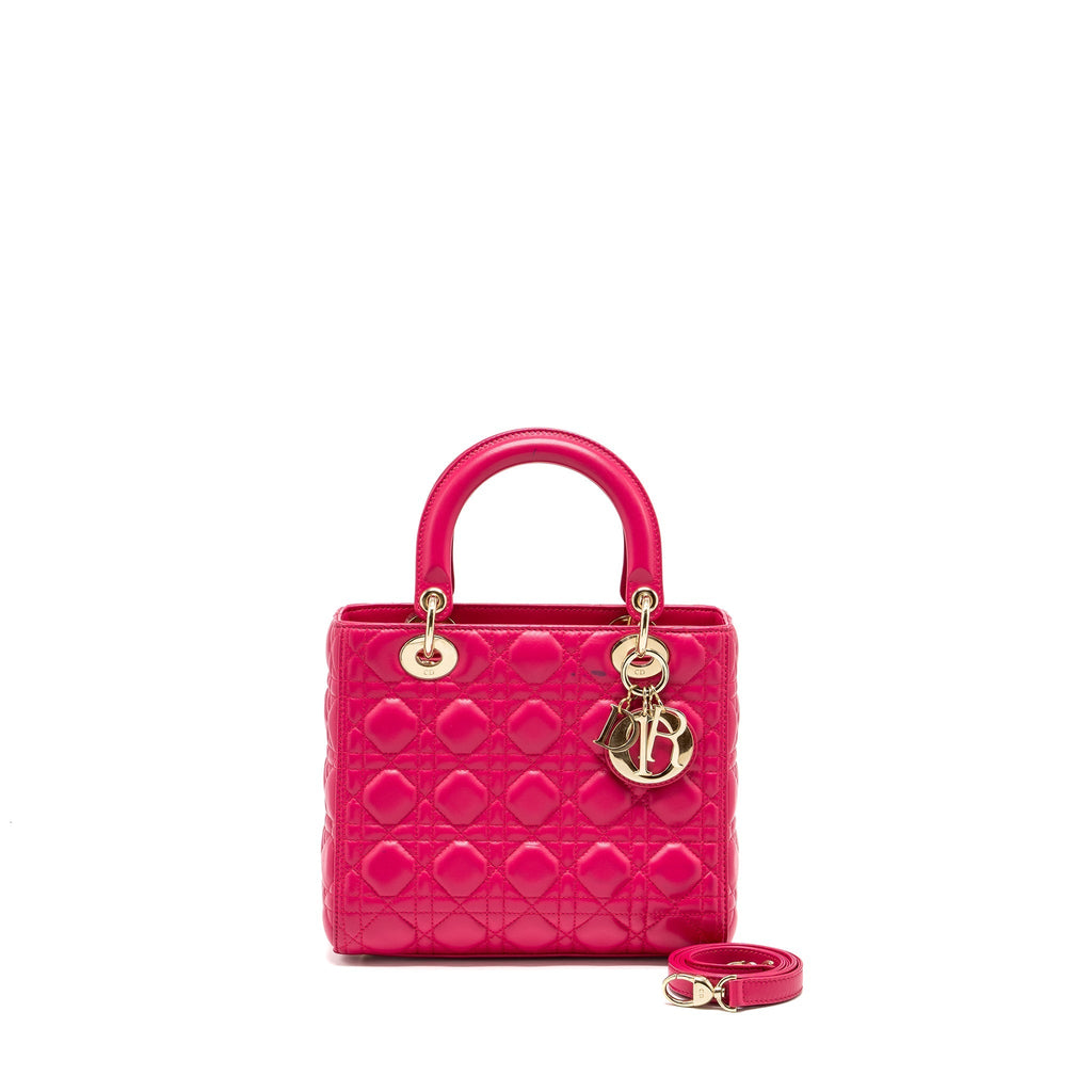 DIOR MEDIUM LADY DIOR LAMBSKIN PINK LGHW
