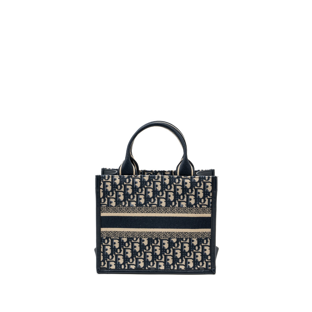 DIOR SMALL BOOK TOTE BLUE OBLIQUE EMBROIDERY/CALFSKIN GHW