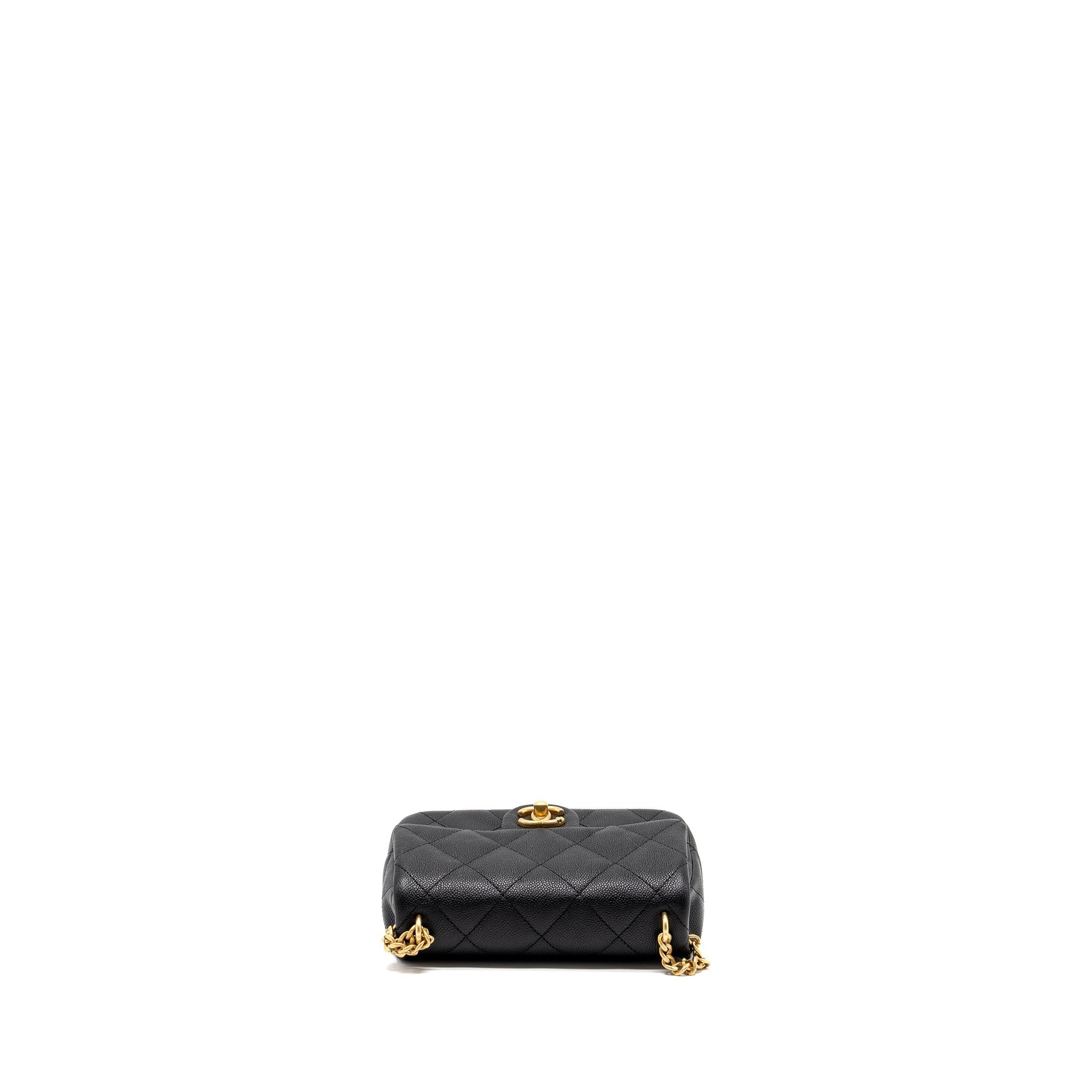 CHANEL 24P COCO LOVE SMALL FLAP BAG ADJUSTABLE CHAIN CAVIAR BLACK BRUSH GHW (MICROCHIP)