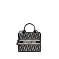 DIOR SMALL BOOK TOTE BLUE OBLIQUE EMBROIDERY/CALFSKIN GHW