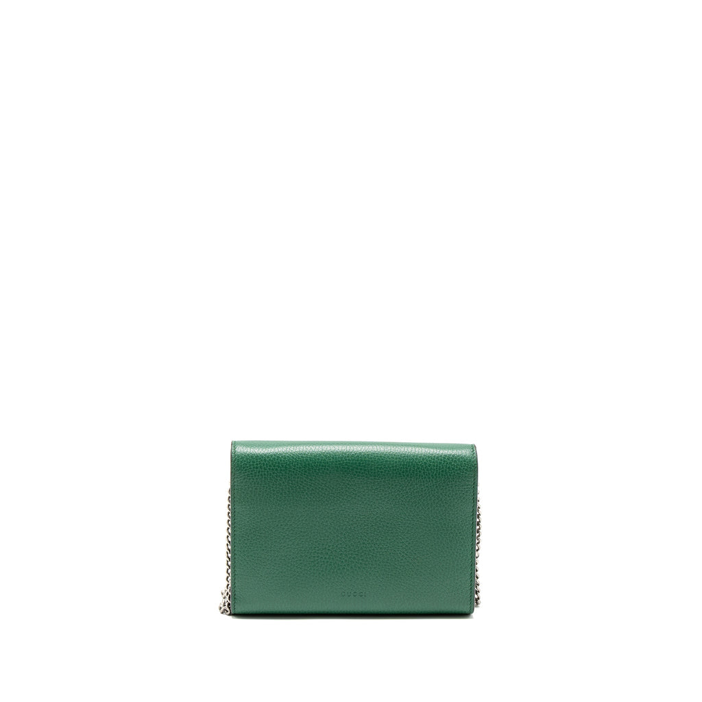 GUCCI DIONYSUS WALLET ON CHAIN CALFSKIN GREEN MULTICOLOUR HARDWARE
