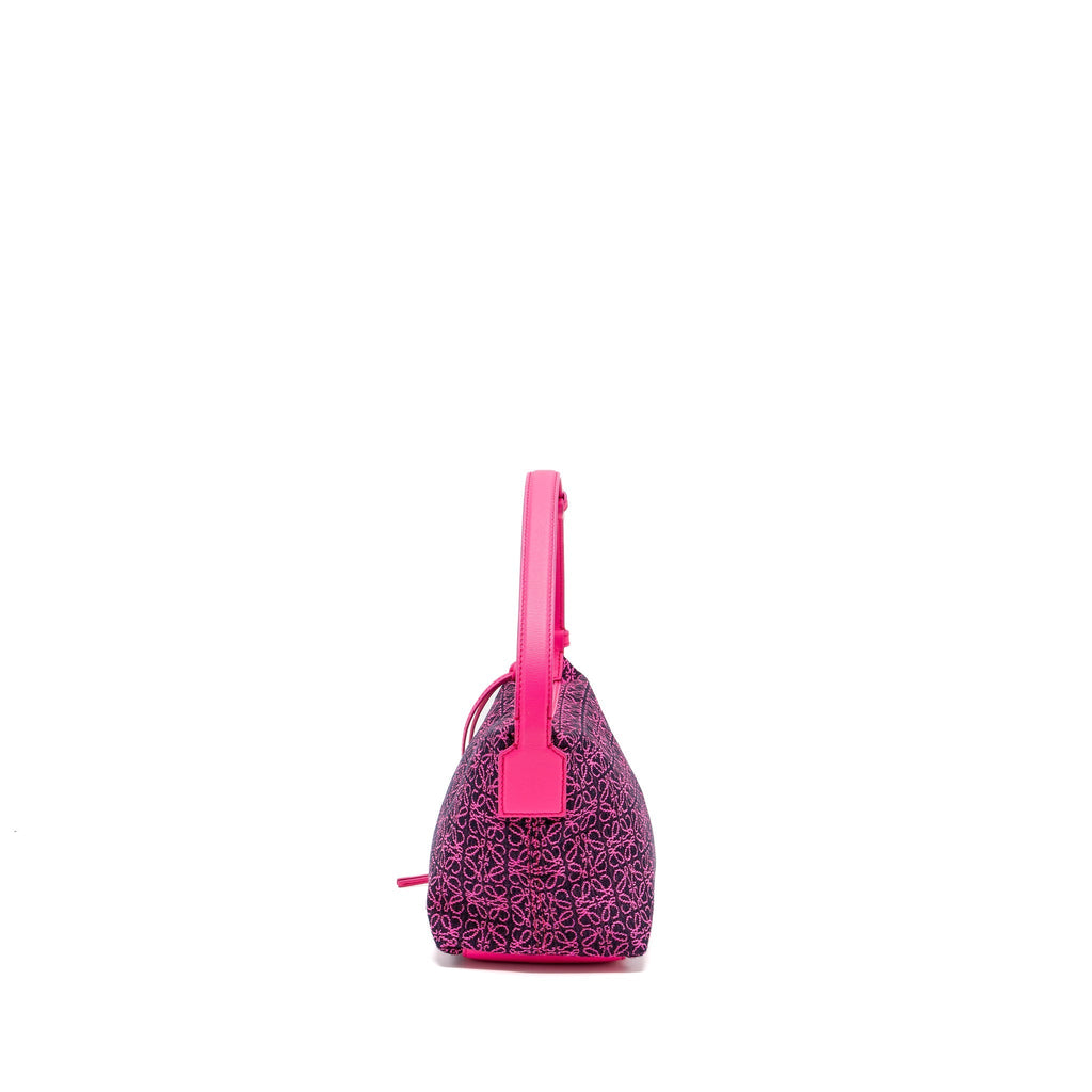 LOEWE SMALL CUBI BAG ANAGRAM JACQUARD/CALFSKIN PINK/ BLACK GHW