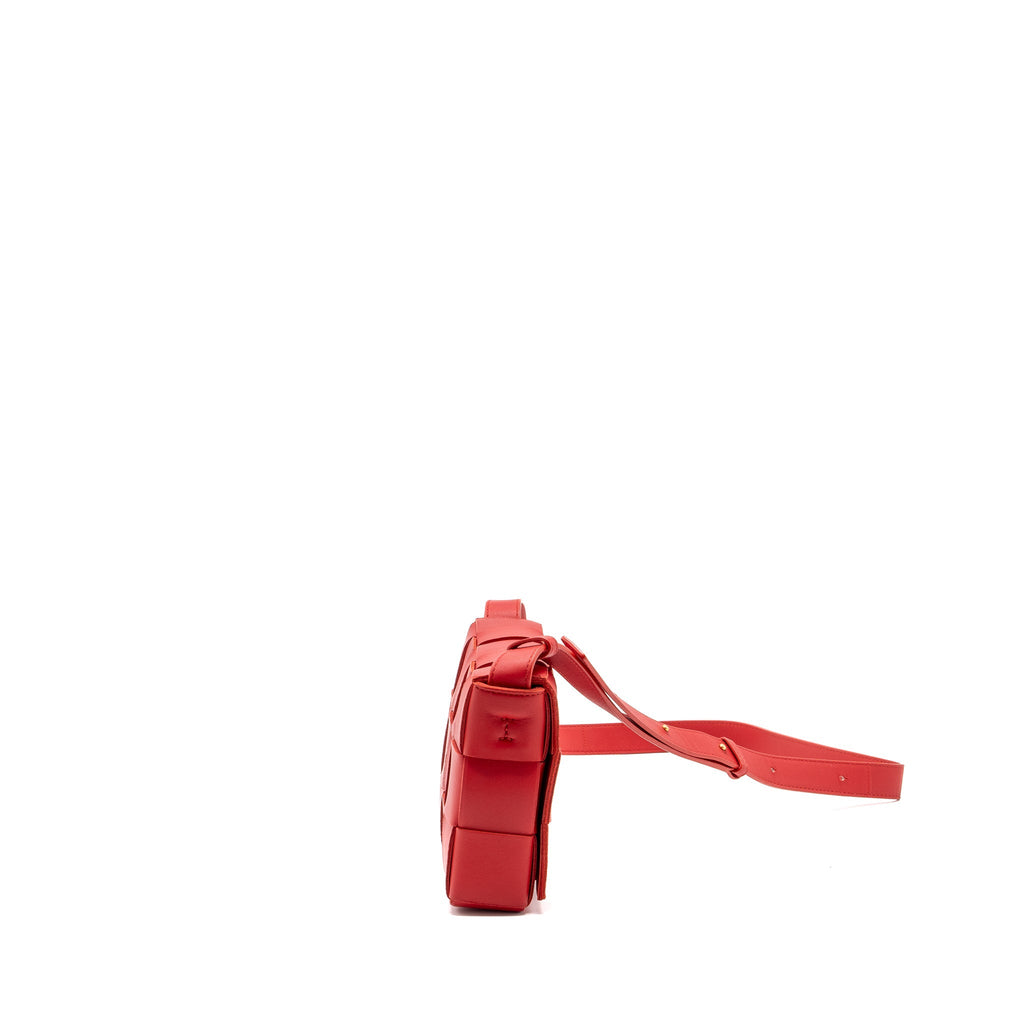 BOTTEGA VENETA CASSETTE BAG LAMBSKIN RED GHW