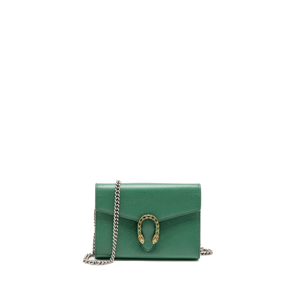 GUCCI DIONYSUS WALLET ON CHAIN CALFSKIN GREEN MULTICOLOUR HARDWARE