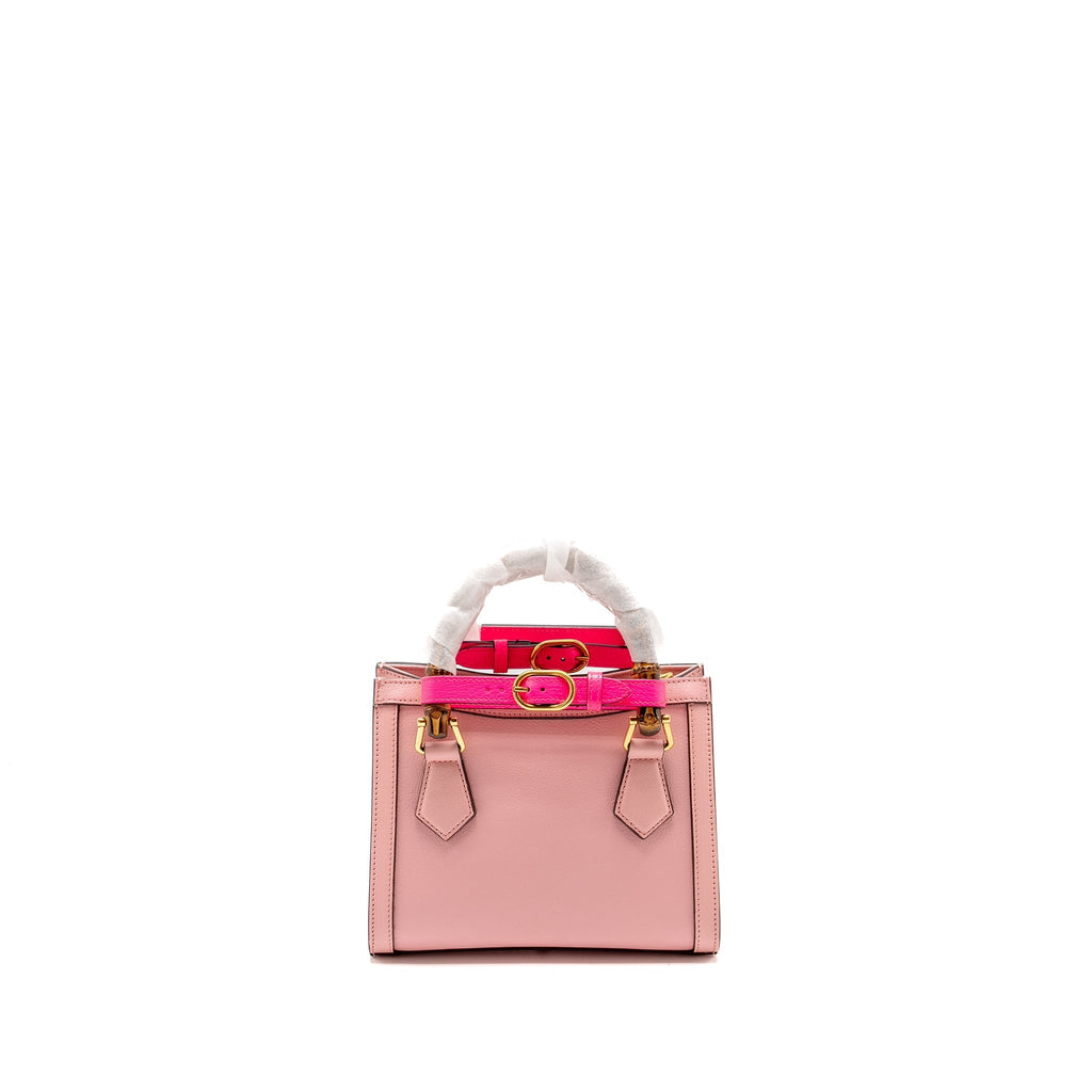 GUCCI MINI DIANA BAMBOO TOTE BAG LEATHER PINK GHW