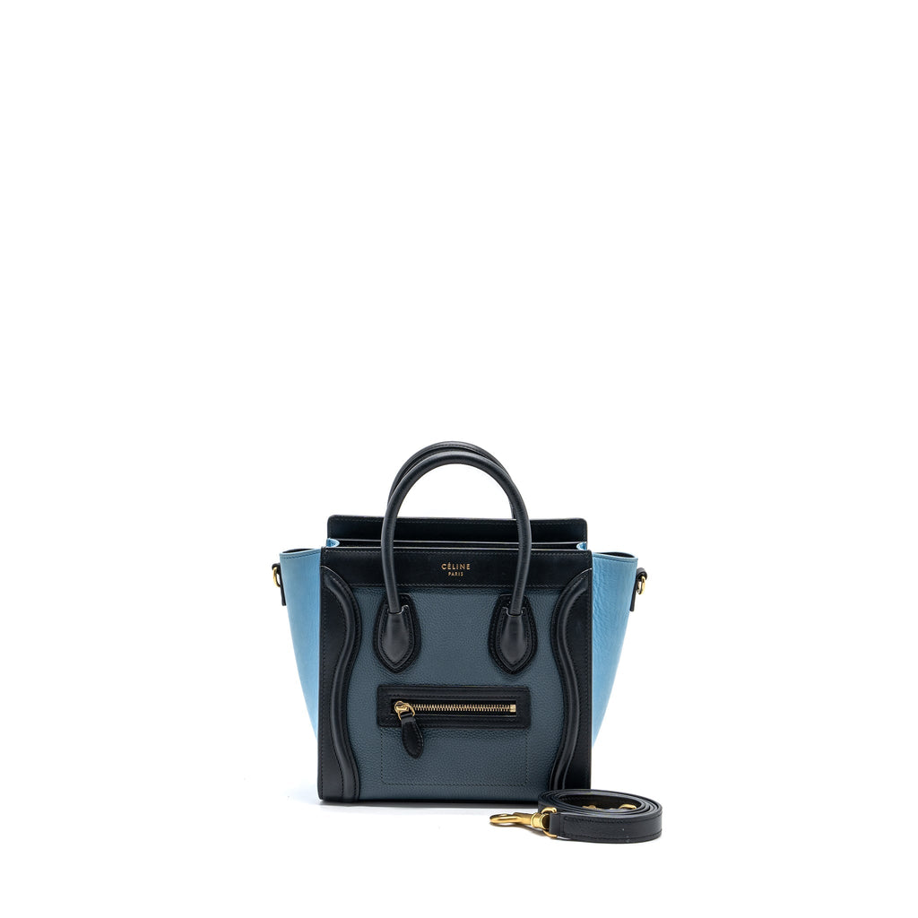 CELINE NANO LUGGAGE BAG MULTI COLOUR BLUE/DARK BLUE/BLACK GHW