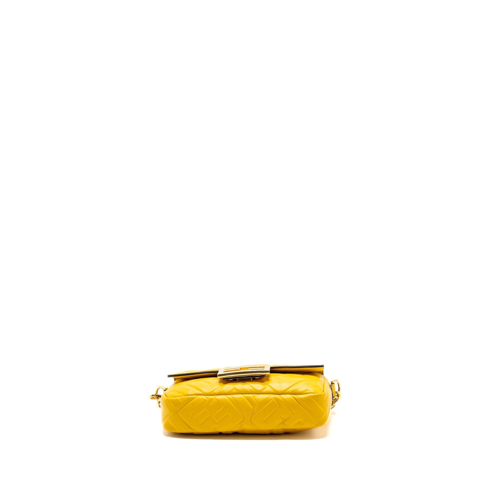 FENDI MINI BAGUETTE BAG NAPPA LAMBSKIN YELLOW GHW