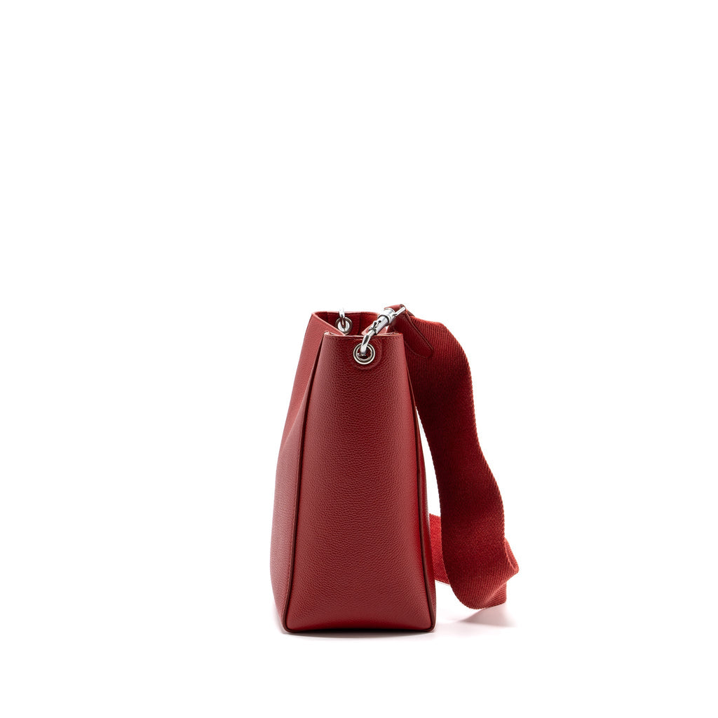 CELINE SANGLE SMALL BUCKET BAG GRAINED CALFSKIN RED SHW