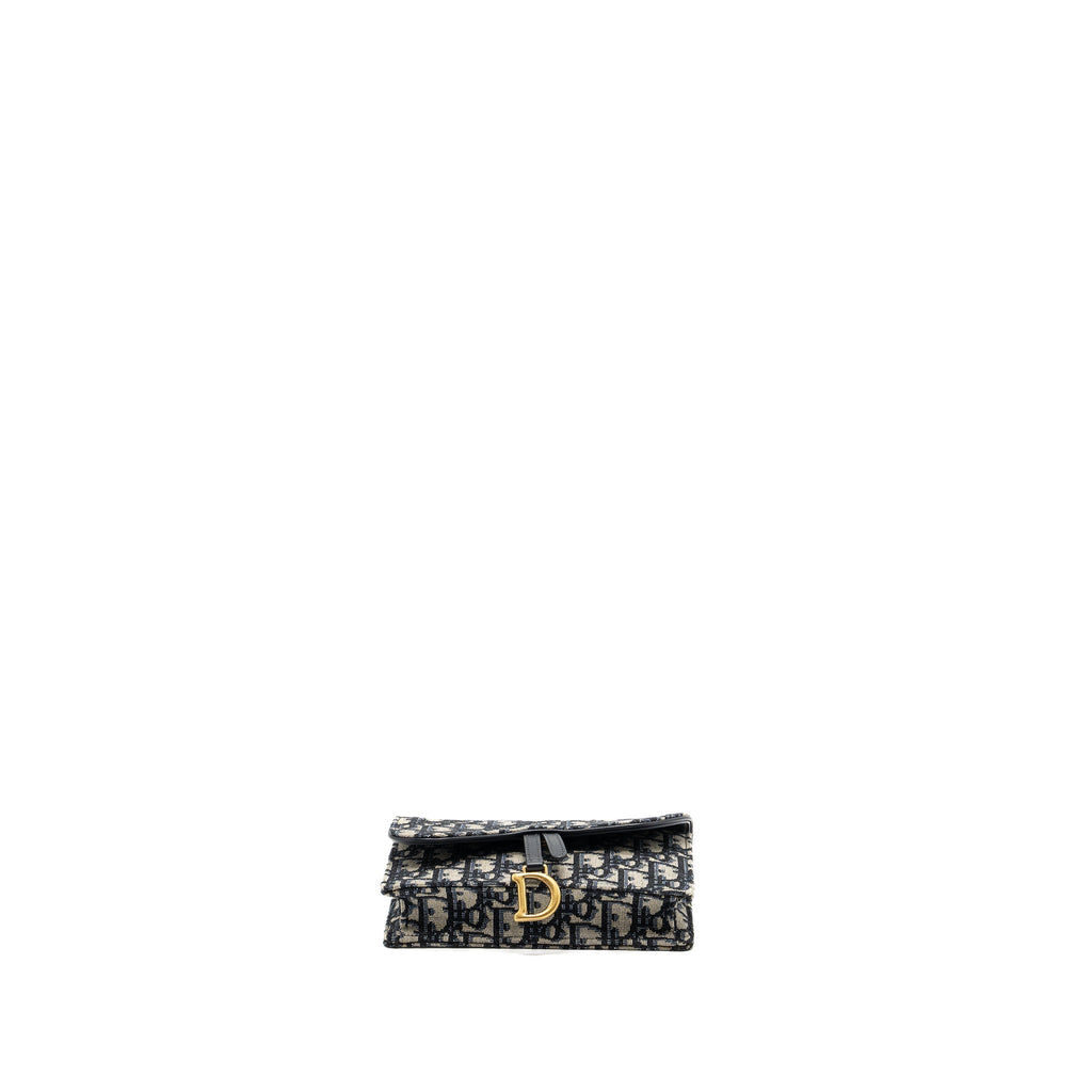 DIOR SADDLE BELT BAG BLUE OBLIQUE JACQUARD CANVAS GHW