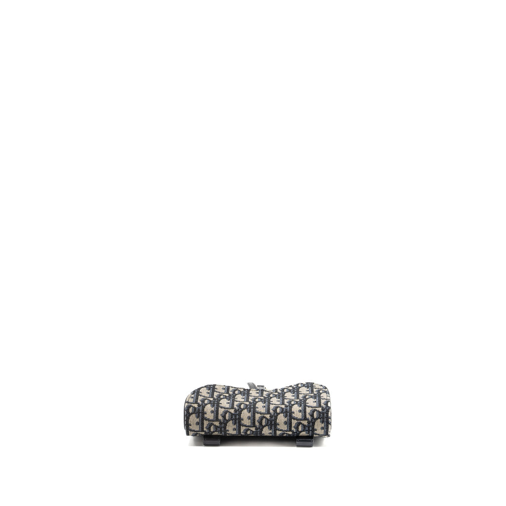 DIOR SADDLE BELT BAG BLUE OBLIQUE JACQUARD CANVAS GHW