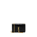 SAINT LAURENT KATE BAG TASSEL CROC-EMBOSSED BLACK GHW