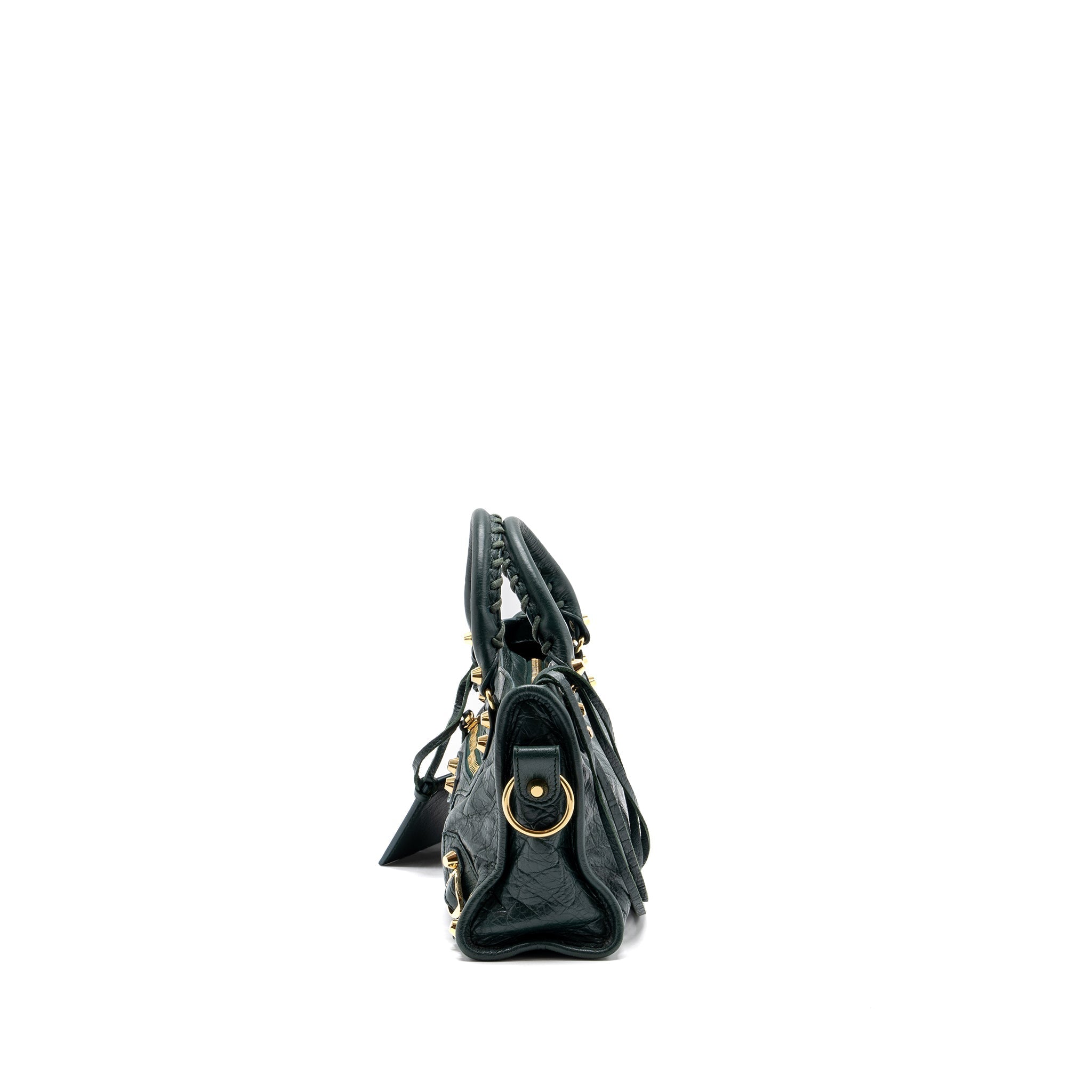 BALENCIAGA MINI CITY BAG DARK GREEN GHW