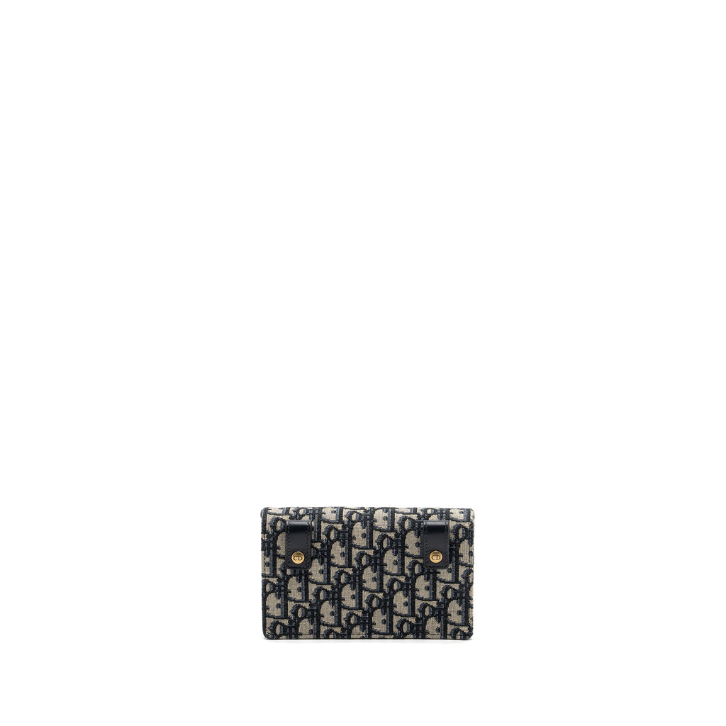 DIOR SADDLE BELT BAG BLUE OBLIQUE JACQUARD CANVAS GHW