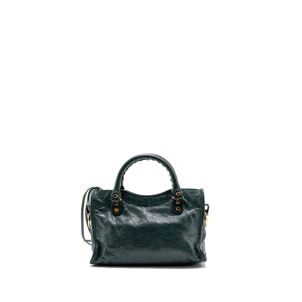 BALENCIAGA MINI CITY BAG DARK GREEN GHW