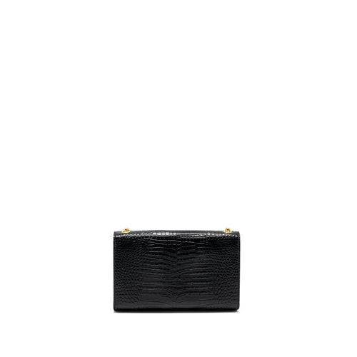 SAINT LAURENT KATE BAG TASSEL CROC-EMBOSSED BLACK GHW
