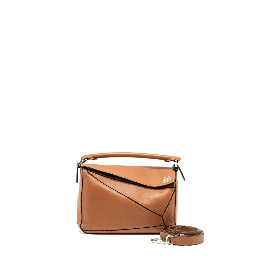 LOEWE SMALL PUZZLE BAG CALFSKIN TAN SHW