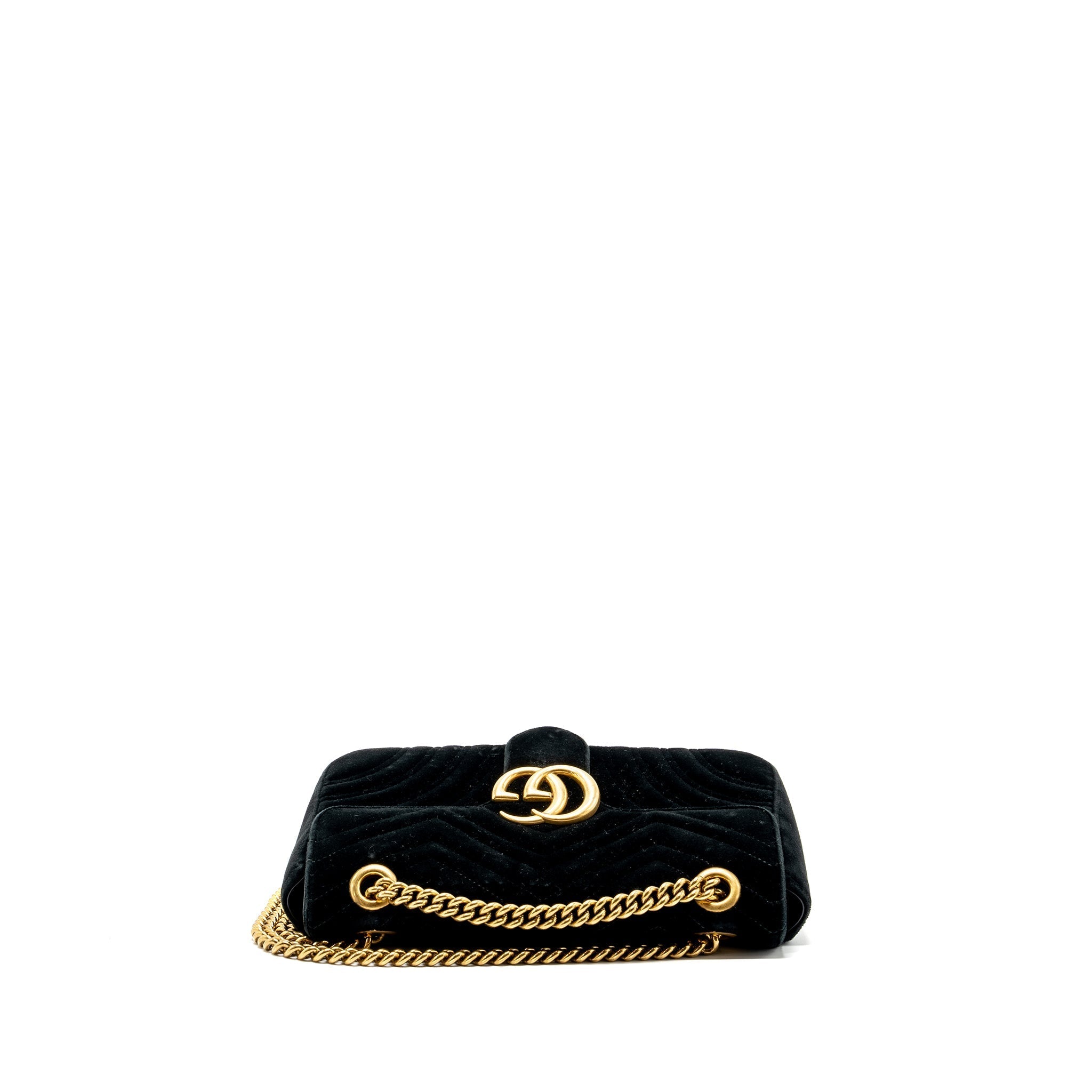 GUCCI SMALL GG MARMONT BAG VELVET BLACK GHW