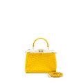 FENDI MINI PEEKABOO OSTRICH/CRYSTAL YELLOW/WHITE GHW