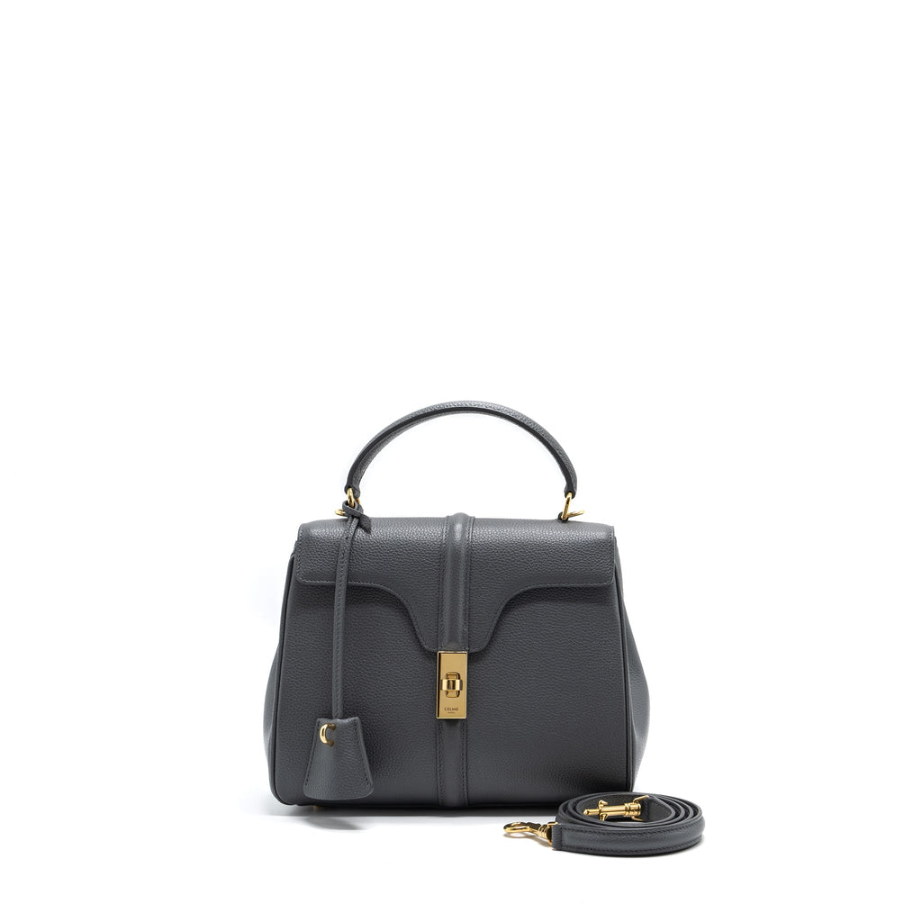 CELINE SMALL 16 BAG GRAINED CALFSKIN GREY GHW