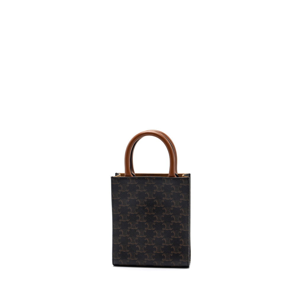 CELINE MINI VERTICAL CABAS TRIOMPHE CANVAS BROWN GHW
