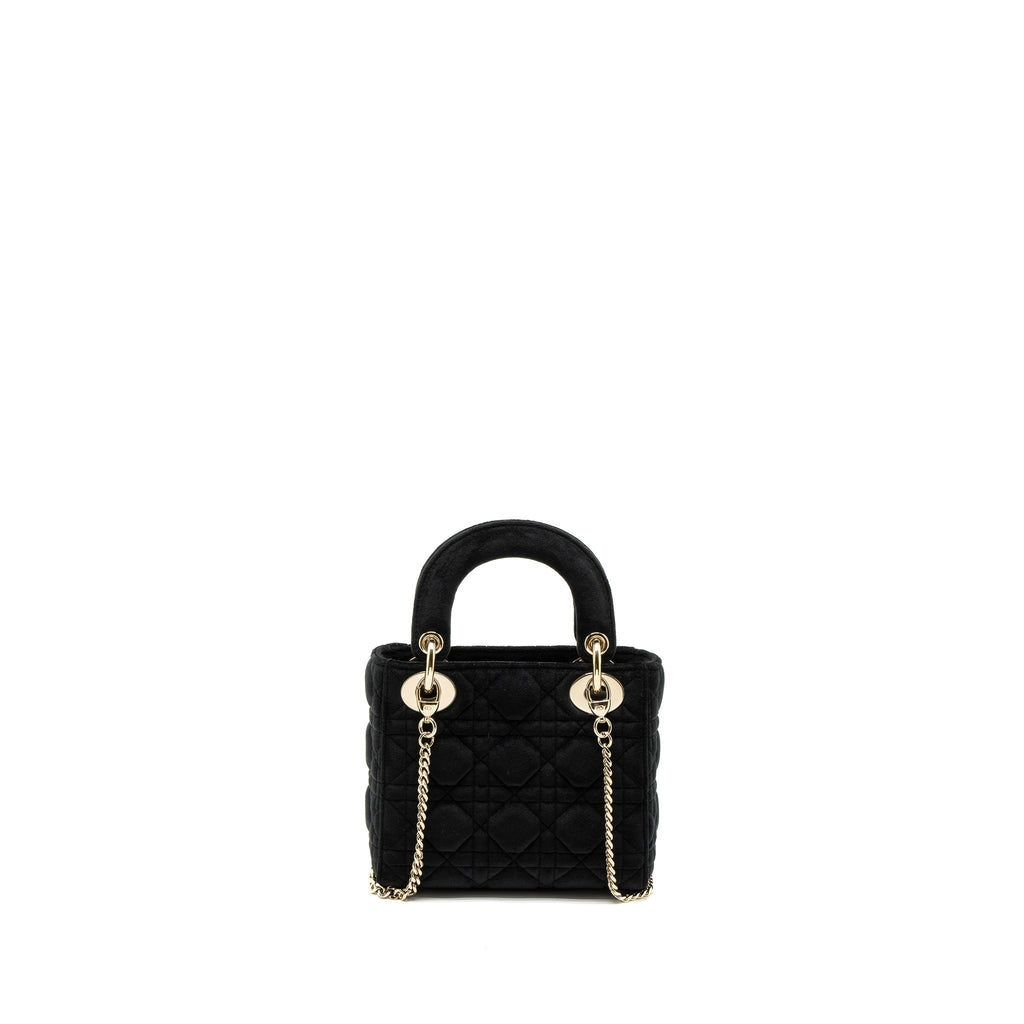 DIOR MINI LADY DIOR VELVET BLACK LGHW