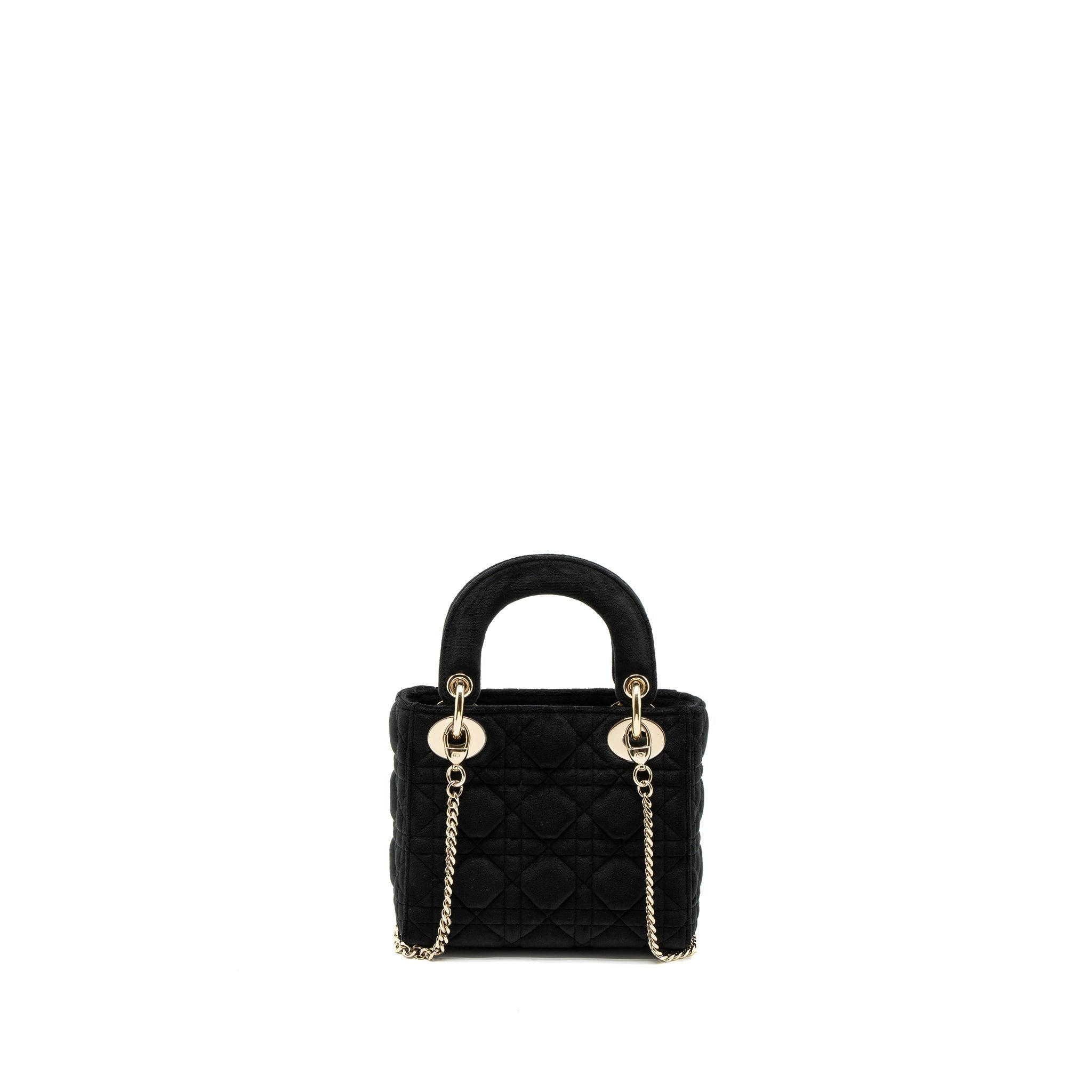 DIOR MINI LADY DIOR VELVET BLACK LGHW