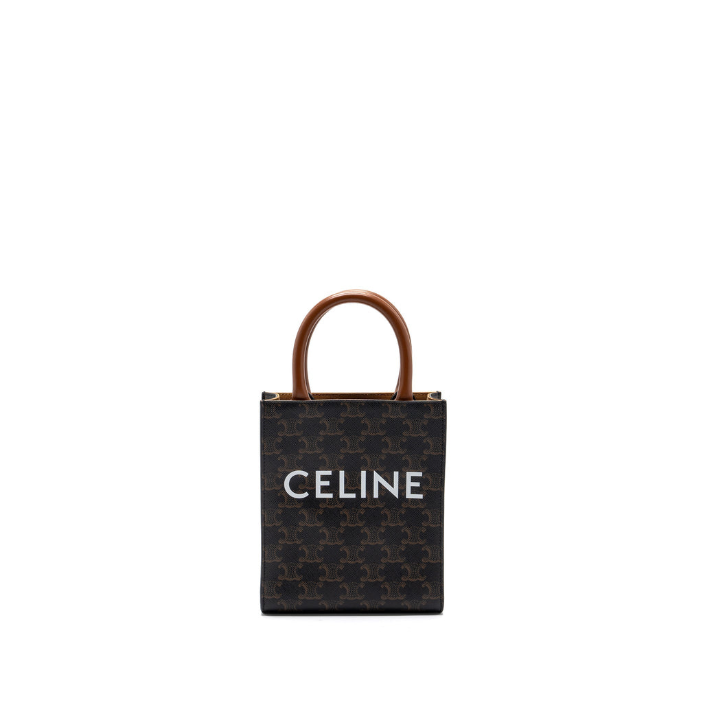 CELINE MINI VERTICAL CABAS TRIOMPHE CANVAS BROWN GHW