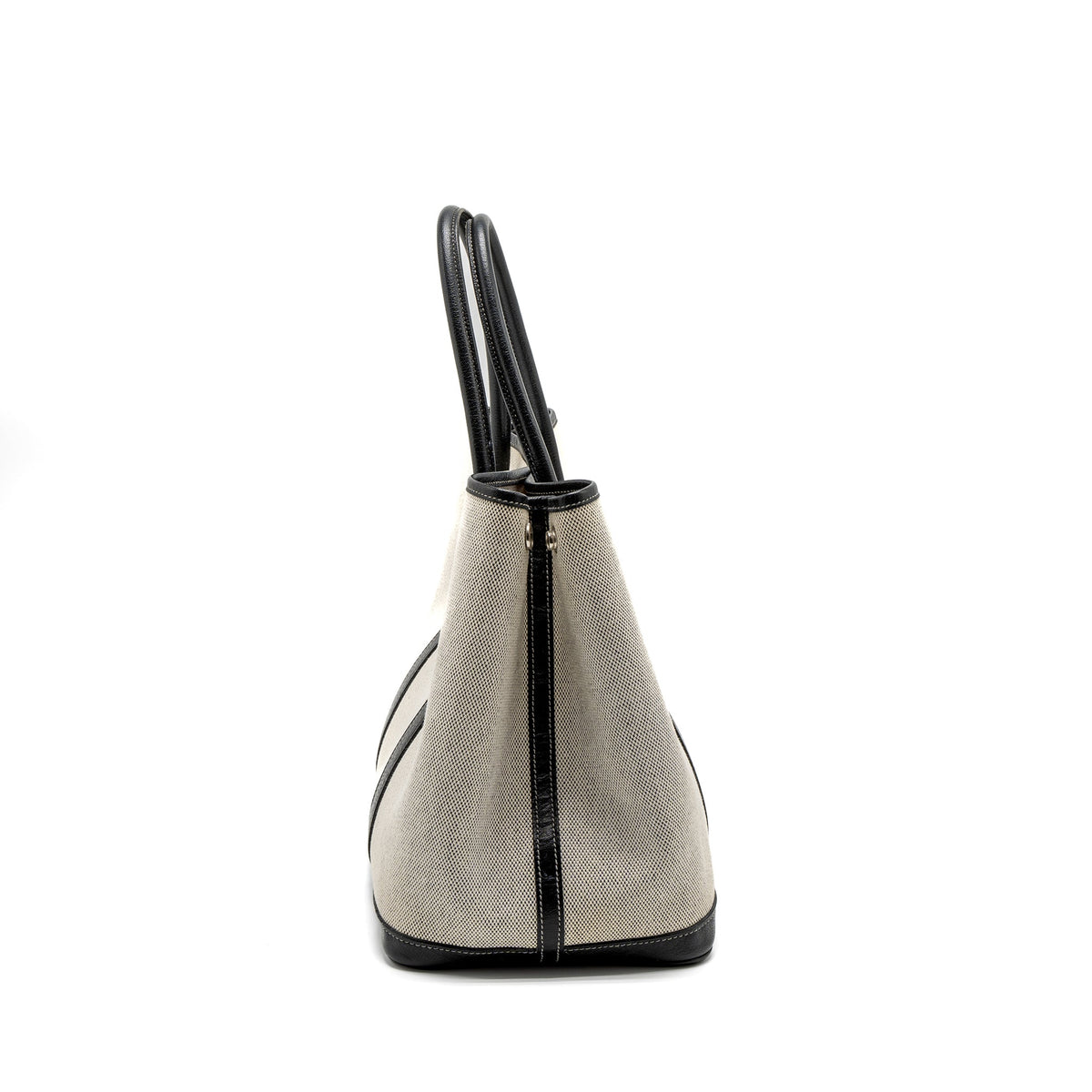 Hermes Garden Party 36 Canvas/Leather Black/White SHW