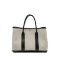 HERMES GARDEN PARTY 36 CANVAS/LEATHER BLACK/WHITE SHW