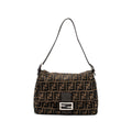 FENDI VINTAGE SHOULDER BAG FF JACQUARD CANVAS BROWN SHW
