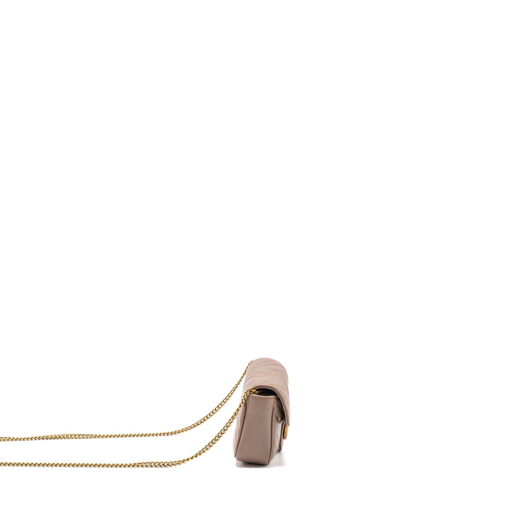 GUCCI SUPER MINI GG MARMONT BAG CALFSKIN BEIGE GHW