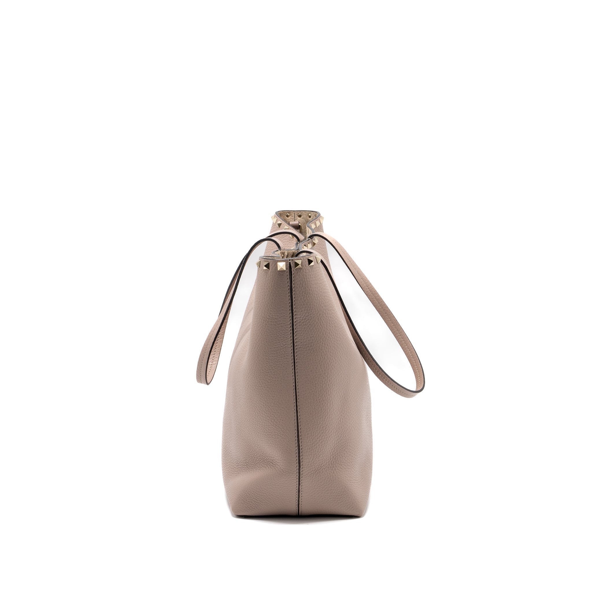 VALENTINO LARGE ROCKSTUD TOTE CALFSKIN PALE PINK LGHW