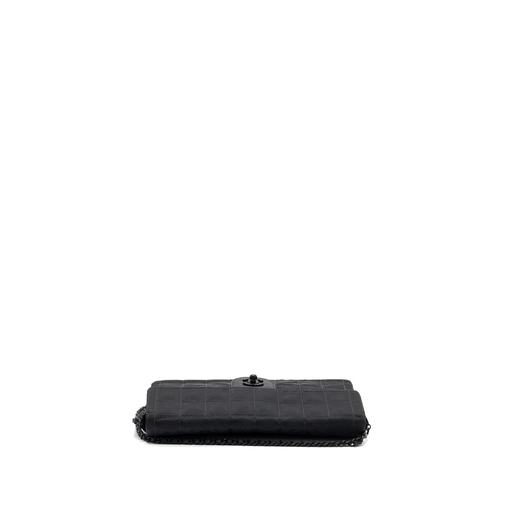 CHANEL VINTAGE FLAP BAG FABRIC BLACK WITH BLACK HARDWARE