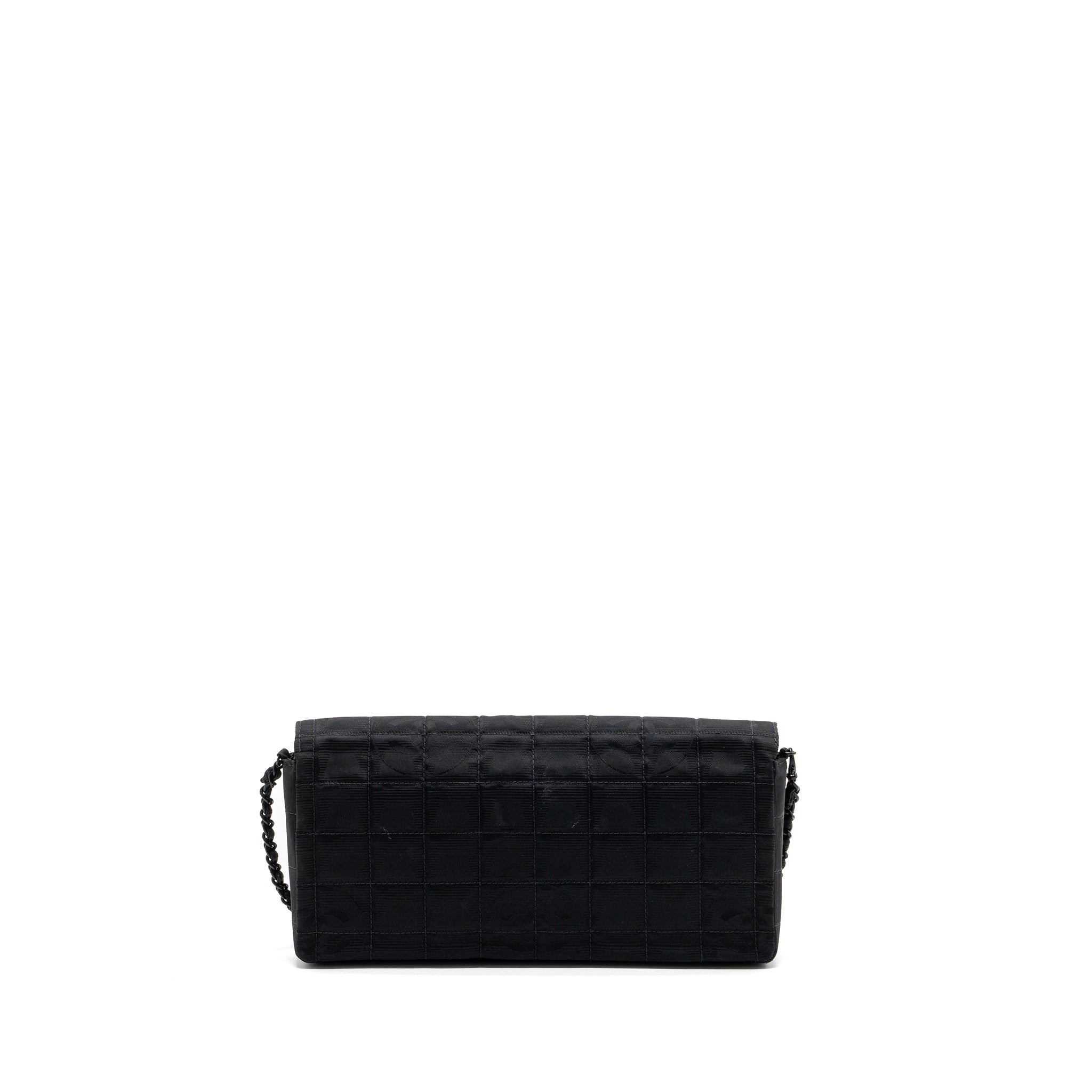 CHANEL VINTAGE FLAP BAG FABRIC BLACK WITH BLACK HARDWARE