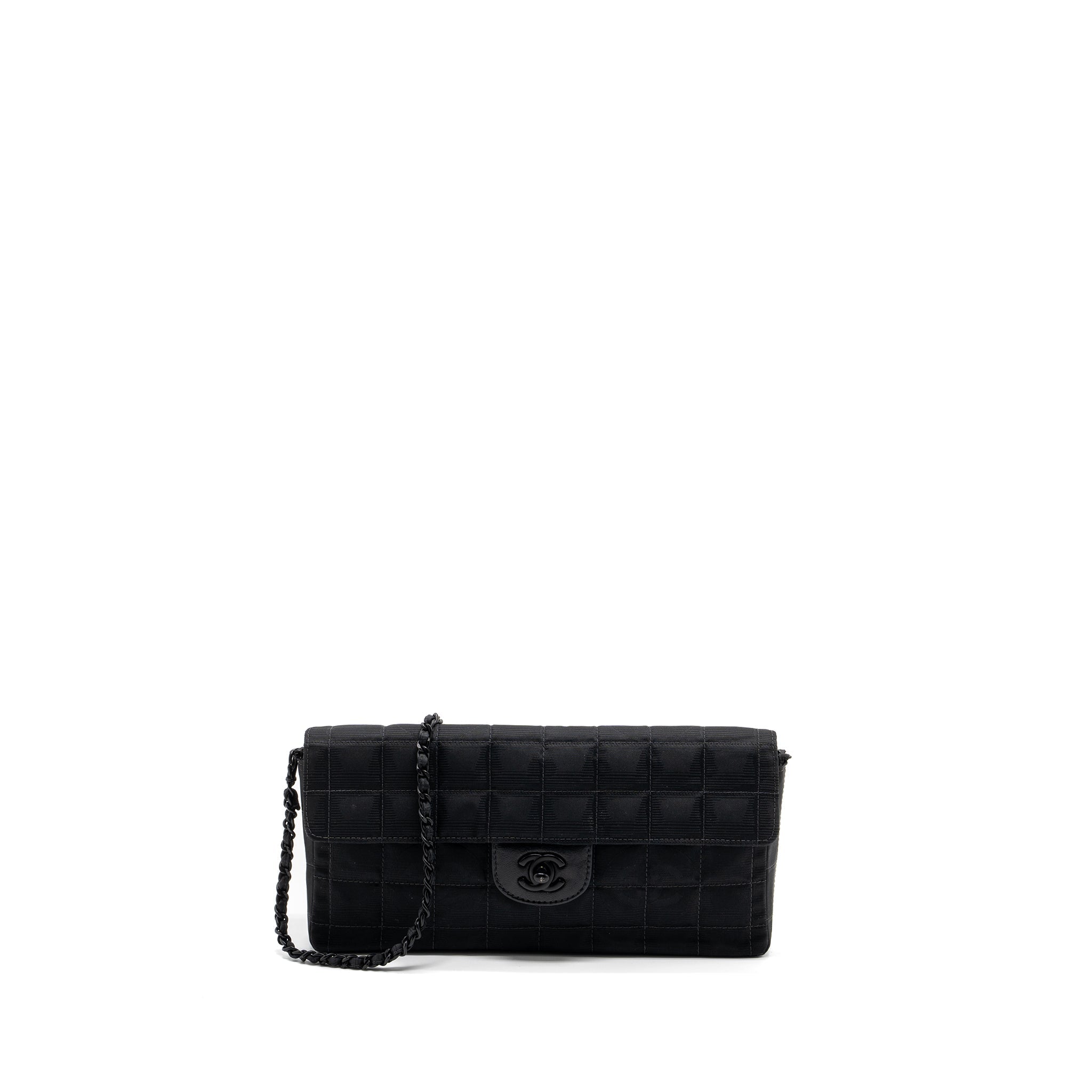 CHANEL VINTAGE FLAP BAG FABRIC BLACK WITH BLACK HARDWARE