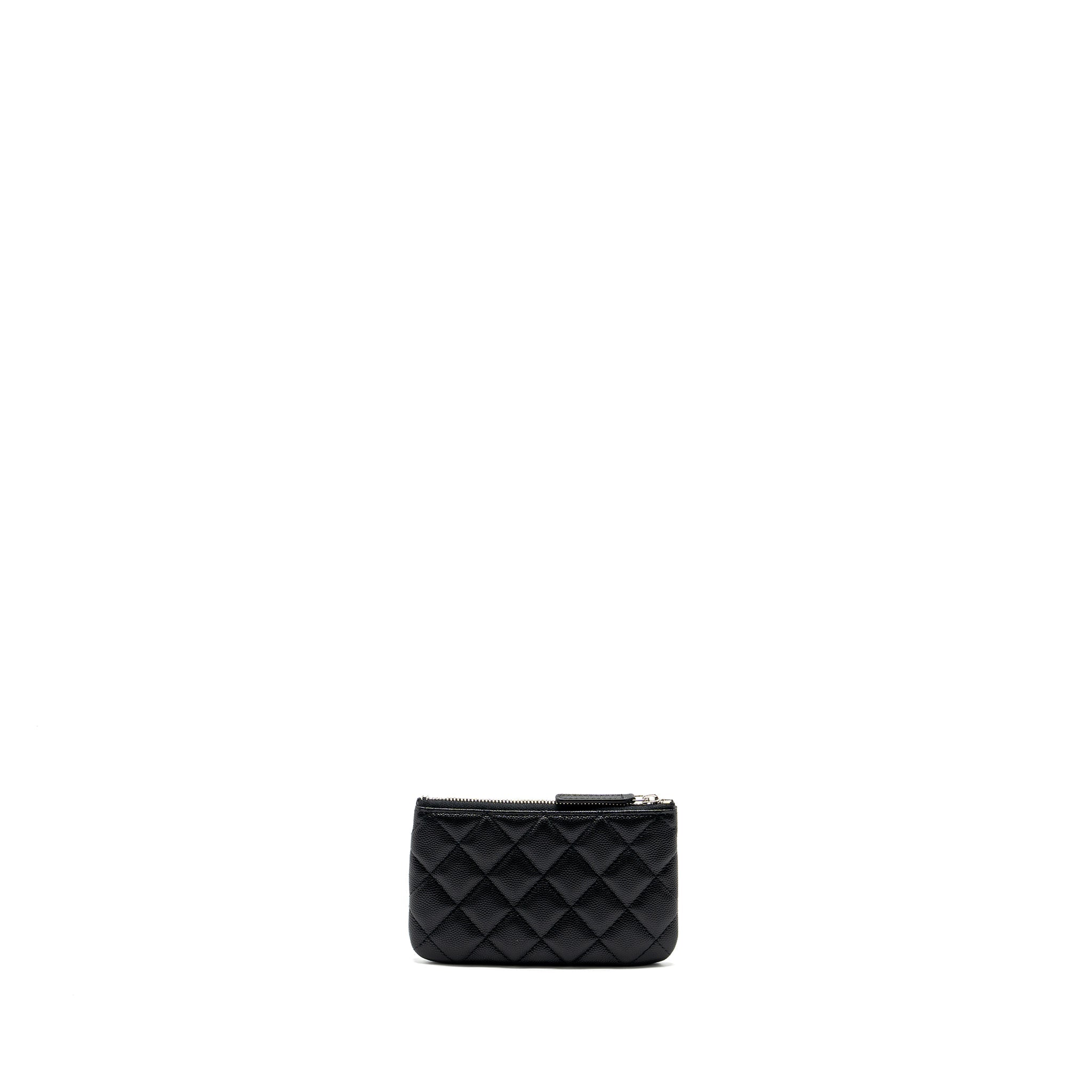 CHANEL COCO CHANEL ON CC LOGO MINI OCASE ZIP POUCH CAVIAR BLACK SHW (MICROCHIP)