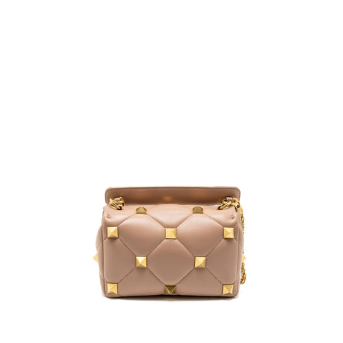VALENTINO MEDIUM ROMAN STUD SHOULDER BAG NAPPA POUDRE GHW