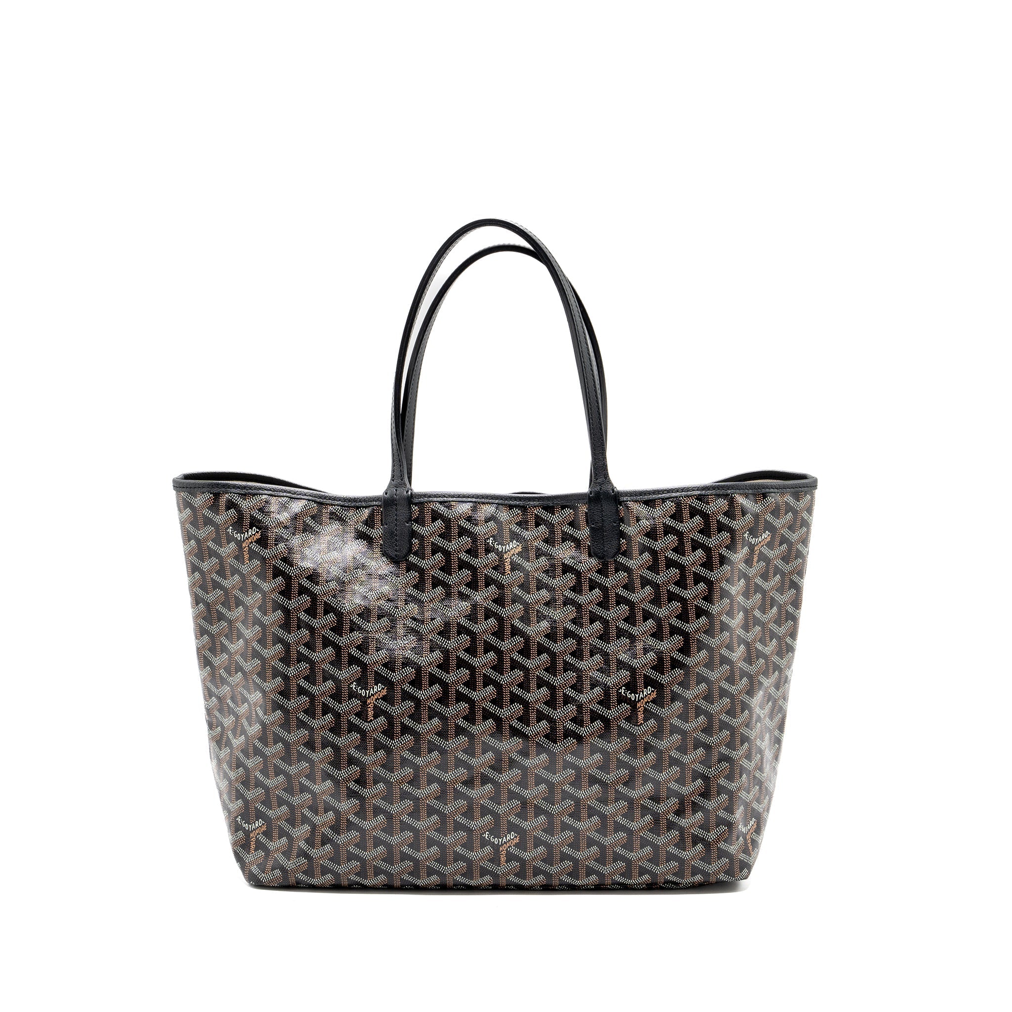 GOYARD SAINT LOUIS PM TOTE BAG GOYARDLINE CANVAS / LEATHER BLACK SHW