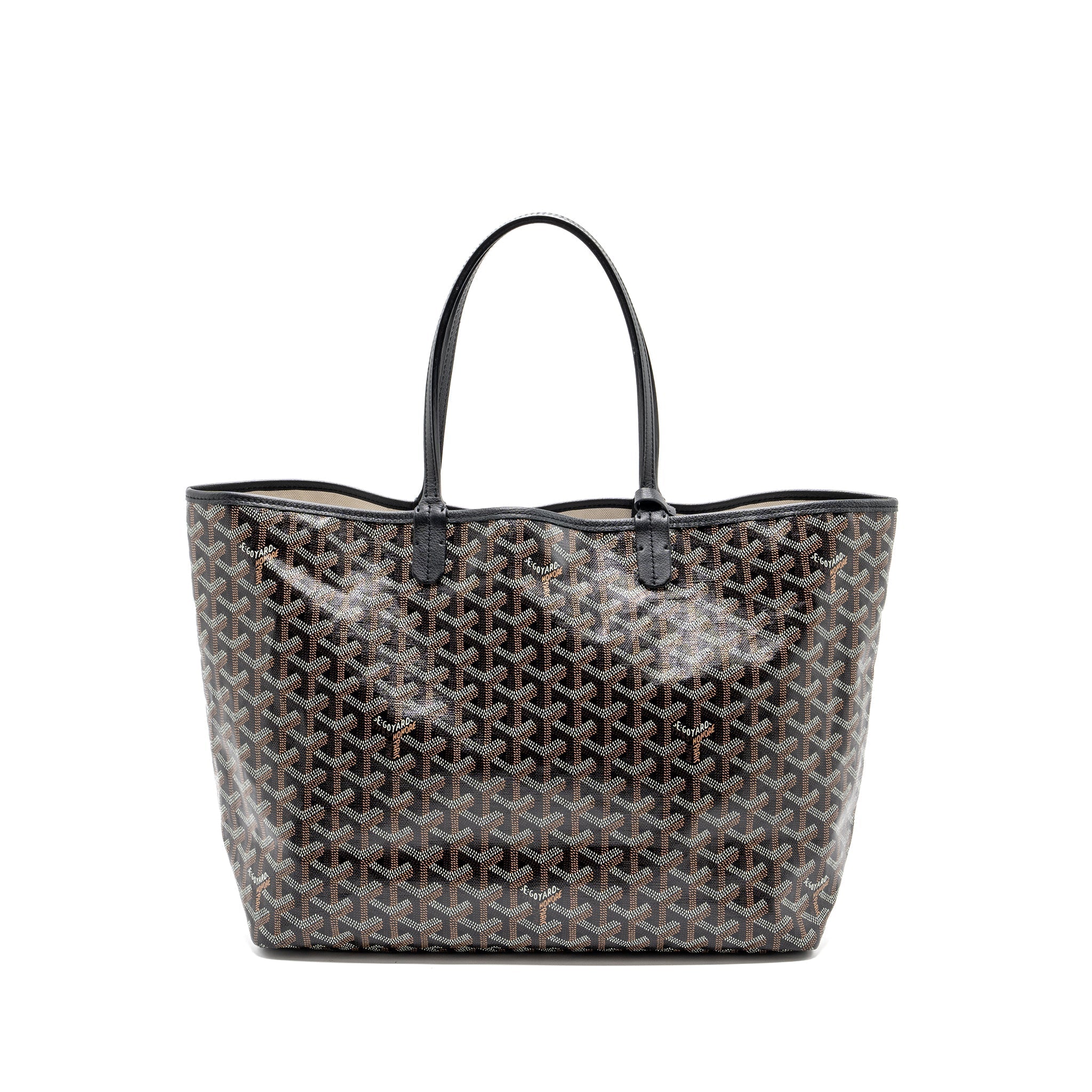 GOYARD SAINT LOUIS PM TOTE BAG GOYARDLINE CANVAS / LEATHER BLACK SHW