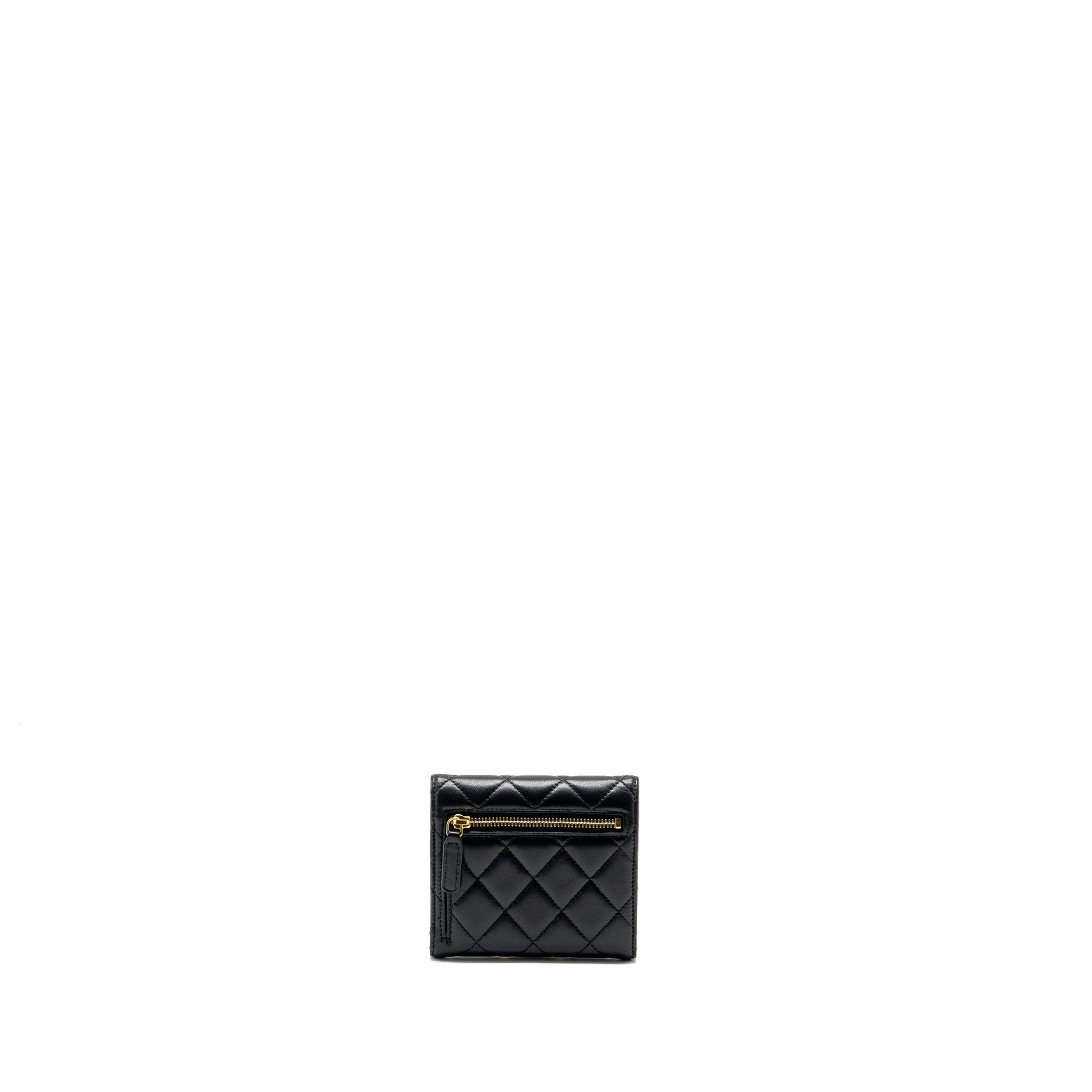CHANEL CLASSIC COMPACT WALLET LAMBSKIN BLACK GHW