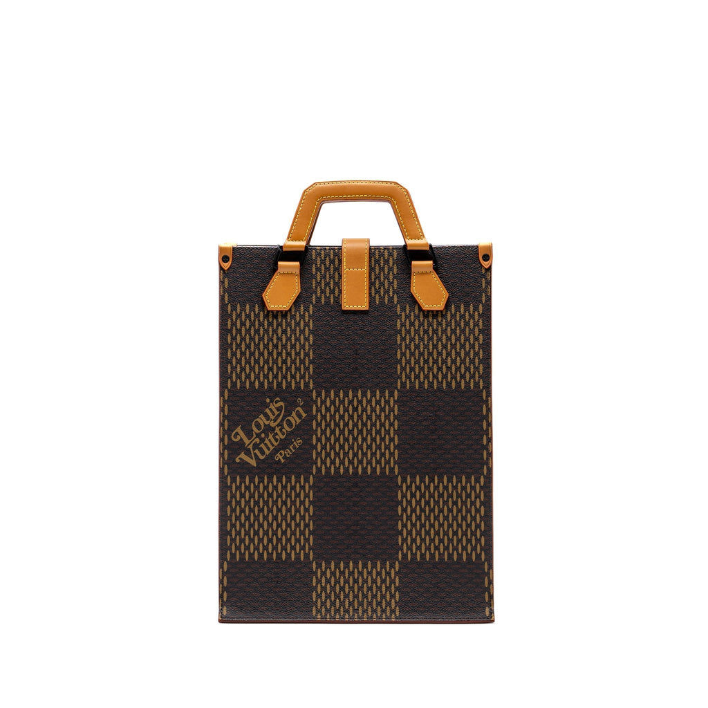 LOUIS VUITTON X NIGO GIANT TOTE DAMIER EBENE MONOGRAM CANVAS BROWN BLACK HARDWARE