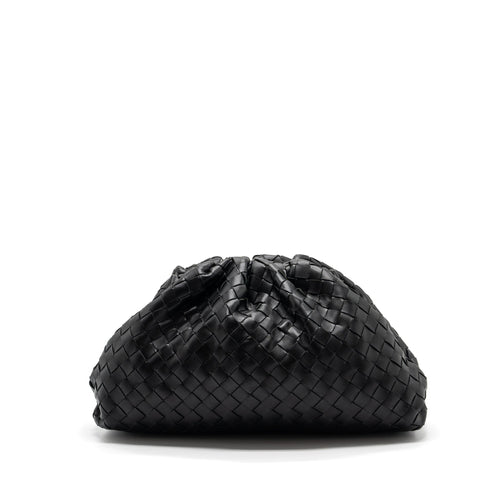 BOTTEGA VENETA POUCH INTRECCIATO LEATHER CLUTCH LAMBSKIN BLACK