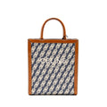CELINE VERTICAL CABAS TOTE IN TRIOMPHE DENIM /LEATHER NAVY/TAN GHW